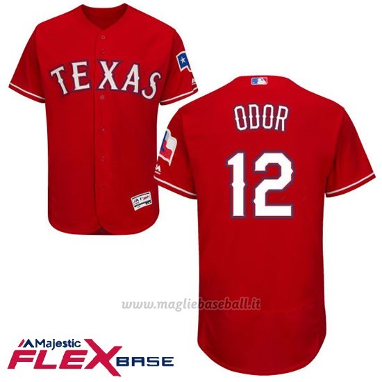 Maglia Baseball Uomo Texas Rangers Rougned Odor Autentico Collezione Flex Base Rosso